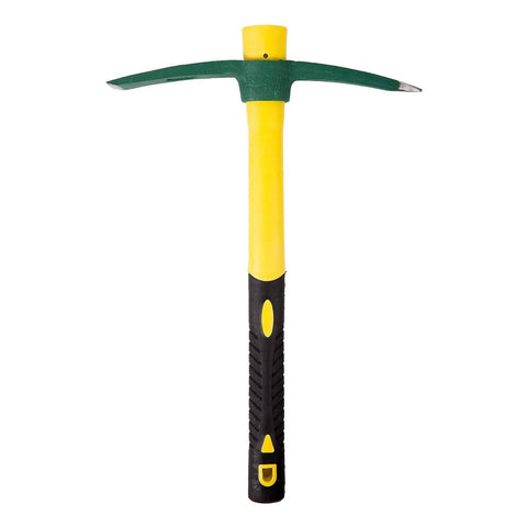 Pick Mattock Hoe, KINJOEK Forged Weeding Garden Pick Axe with 15 Inch Fiberglass Handle for Loosening Soil, Gardening, Camping or Prospecting