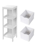 VASAGLE UBBC42WT Floor Cabinet Multifunctional Bathroom Storage Organizer Rack Stand, 2 Drawers, White