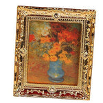 Artyea Golden Plastic Frame Flower Oil Painting 1:12 Miniature Dollhouse Furniture