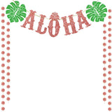 TMCCE Luau Party Supplies Rose Gold Aloha Sign Banner For Hawaiian Moana Party Decorations