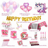 180+ PCS Complete Unicorn Party Supplies & Decorations - Glittery Unicorn Headband | Disposable Tableware Set | 30 Magical Balloons | 24 Pc Unicorn Cupcake Wrappers & Toppers | Party Favors