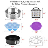 SPLF 9 Pcs Pressure Cooker Accessories Set, Compatible with Instant Pot 6 8 QT, Includes Steamer Basket, Springform Cake Pan, Egg Bites Mold, Eggs Rack, Silicone Dish Sponge, Cheat Sheet Magnets