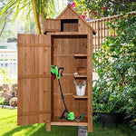 MCombo Outdoor Storage Cabinet Tool Shed Wooden Garden Shed Organizer Wooden Lockers with Fir Wood (70") (Natural)