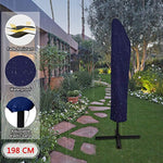 10 ft Offset Cantilever Patio Umbrella Outdoor Market Hanging Umbrellas & Crank with Cross Base and Umbrella Cover, 8 ribs (Navy Blue)