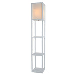 Light Accents Floor Lamp 3 Shelf Standing Lamp 63" Tall Wood with White Linen Shade (Black)