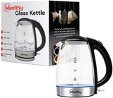 Mealthy Electric Kettle - Made with high quality Glass and is BPA-Free, 1.7 liter with Auto Shut-Off, Boiler & Tea Heater with LED Indicator Light, Boil-Dry Protection, 100% Stainless Steel