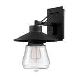 Globe Electric Bowery 1-Light Outdoor Indoor Wall Sconce, Matte Black, Clear Glass Shade 44176