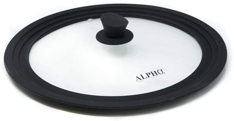 Alpha Living 60010 Universal Large Pots and Pans, Vented Tempered Glass-Graduated Lid Fits 11 inch, 11.5 inch, 12 inch Cookware