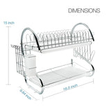 Brankeys Dish Drying Rack - 2 Tier Metal Drying Rack With Utensil Holder, Kitchen Dish Drainer and Cutting Board Holder for Kitchen Counter Top, Stylish Drying Rack for Dishes