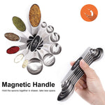 Magnetic Measuring Spoons, Set of 7 Stainless Steel Spoons with Leveler,Double-Sided Spoons, Stackable Teaspoon and Tablespoon for Dry and Liquid Ingredients- for Home Kitchen