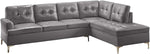 Homelegance Barrington 109" x 108" PU Leather Chaise Sofa, Gray