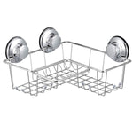 iPEGTOP Suction Cup Corner Shower Caddy Bath Shelf - Combo Organizer Basket Holder with Soap Dish and 8 Hooks - Rustproof Stainless Steel for Bathroom Storage