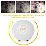 Sunrise Alarm Clock, Wake Up Light with 6 Nature Sounds, FM Radio, Color Light, Bedside Sunrise Simulator (White)