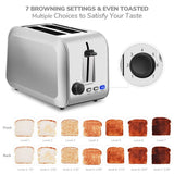 2-Slice Toaster, Stainless Steel Toasters with 7 Bread Shade Settings, Extra-Wide Slots and Removable Crumb Tray (Silver)