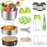 MIBOTE 14 Pcs Accessories Set Compatible with Instant Pot 5,6,8 Qt - Steamer Baskets, Springform Pan, Egg Steamer Rack, Egg Bites Mold, Dish Plate Clip, Kitchen Tong, Oven Mitts, Magnetic Cheat Sheets