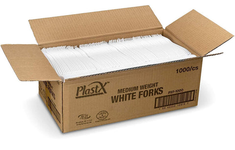 PlastX Cutlery 1000 Count Disposable Plastic White Forks, Great For Every Day, Home, Office, Party, or Restaurants,