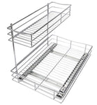 TQVAI Pull Out Under Sink Cabinet Organizer 2 Tier Slide Wire Shelf Basket - 11.49W x 17.08D x 11.85H - Request at Least 12 inch Cabinet Opening