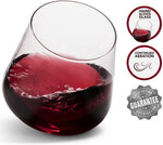 Hand Blown Stemless Wine Glasses, Set of 2 - Naturally Aerating, Elegant Wine Glassware for Cabernet, Pinot Noir, Merlot, and Blends - CulinexCo.com Spinning Wine Tumblers for Him and Her, 12 Oz. by Veracity & Verve