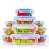 Zestkit Glass Food Storage Containers Set ZK-CS11 Rectangular / Round Container with Airtight Transparent Lids, BPA-Free, Leak Proof. Use for Home, Kitchen, Restaurant (10 Containers + 10 Lids)