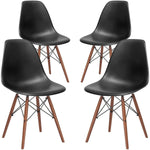 Poly and Bark Vortex Side Chair Walnut Legs, Black, Set of 4