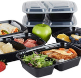 Nutribox [20 pack] 30 oz - meal prep containers 2 compartment lunch box with lids - BPA Free Reusable Lunch bento Box