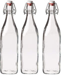 Seacoast Clear Glass Bottle with Swing Top Stopper, 33.75 Oz Round Pack of 4