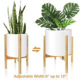 Mid Century Plant Stand - Up to 10'' Flower Pot, Wood Indoor Planter Holder, Modern Home Decor (Planter Not Included)