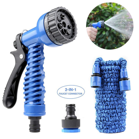 Expandable Garden Hose 50ft(7 in 1)multi-function hose nozzle, garden hose lightweight- multiple spray patterns water hose gun,flexible garden hose with double latex core - super fabric protection,ret