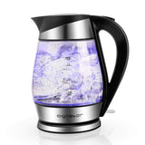 Aigostar Eve - Glass Electric Tea Kettle 1.7L 57OZ Cordless Electric Kettle for Boiling Water with Blue Led