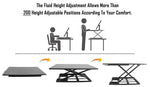 Standing Desk Stand Up Desks Height Adjustable Sit Stand Converter Laptop Stands Large Wide Rising Black Dual Monitor PC Desktop Computer Riser Table Workstation Foldable Extender Ergonomic 32 inch