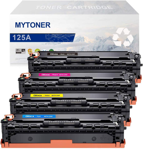 MYTONER Remanufactured Toner Cartridge Replacement for HP 125A CB540A CB541A CB542A CB543A for HP Color Laserjet CP1215 CP1518ni CP1515n CM1312nfi CM1312 MFP Printer (Black,Cyan,Magenta,Yellow)