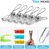 Wire Clothespins Laundry Chip Clips-40 Pack Bulk Clothes Pins with Heavy Duty, Durable Clamp Metal Clothes Pegs Multi-purpose for Outdoor Clothesline by Vida Picks