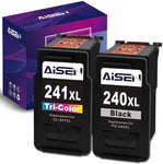 AISEN Remanufactured Canon Ink Cartridges 240 and 241 Replacement for Canon PG-240XL 240 XL CL-241XL 241 XL Used in PIXMA MG3620 TS5120 MX472 MX452 MG3522 MG2120 MG3520 MG3220 (1 Black 1 Tri-Color)