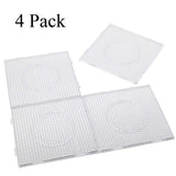 H&W 4PCS 5mm Fuse Beads Boards, Large Clear Pegboards Kits, with Gift 4 Lroning Paper (WA3-Z1)