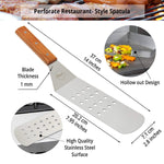 Hibachi Grill BBQ Accessories Griddle Spatula Flat Top Grill Tool Kit Metal Stainless Steel Spatula Set Hamburger Chopper Flipper Kitchen Utensil Set BBQ Grill Accessories Scraper Camping Accessories