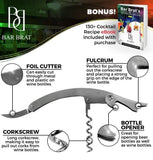 5 Piece Deluxe 24 Oz. Cocktail Shaker Bar Set by Bar Brat ™ / Bonus 130+ Cocktail Recipes (ebook) / Jigger, 2 Pour Spouts, Waiters Corkscrew/Mix Any Drink to Perfection