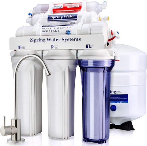 iSpring RCC7AK 6-Stage Superb Taste High Capacity Under Sink Reverse Osmosis Drinking Water Filter System with Alkaline Remineralization - Natural pH