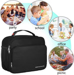 SEEHONOR Insulated Lunch Bag Thermal Durable Reusable Lunch Box Lunch Tote Bag Bento Bag Soft Bag for Boys Men Adults Office Work School, Black