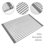 Roll Up Dish Drying Rack, Foldable Over the Sink Drying Rack [Large 20.5’’x13.2’’], Multipurpose Kitchen Sink Drainer - Silicone & Stainless Steel by Gosmol (Gray)