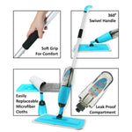 Spray Mop Strongest Heaviest Duty Mop - Best Floor Mop Easy To Use - 360 Spin Non Scratch Microfiber Mop With Integrated Sprayer - Includes Refillable 700ml Bottle & 2 Reusable Microfiber Pads by Kray