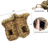 Bird Nest Grass Bird Hut Outdoor Hanging Birdhouse Canaries Nest Chickadee House, Wren Nest Fiber Hand-Woven Bird House Roosting Pocket Bird Hideaway Sparrow House for Finch