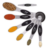 Magnetic Measuring Spoons, Set of 7 Stainless Steel Spoons with Leveler,Double-Sided Spoons, Stackable Teaspoon and Tablespoon for Dry and Liquid Ingredients- for Home Kitchen