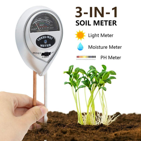 Soil Moisture Meter - 3 in 1 Soil Test Kit Gardening Tools PH, Light & Moisture, Plant Tester Home, Farm, Lawn, Indoor & Outdoor (No Battery Needed)