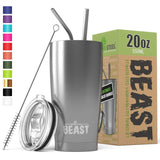 BEAST 30 oz Tumbler Stainless Steel Insulated Coffee Cup with Lid, 2 Straws, Brush & Gift Box by Greens Steel (30 oz, Army Green)