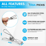 Wire Clothespins Laundry Chip Clips-40 Pack Bulk Clothes Pins with Heavy Duty, Durable Clamp Metal Clothes Pegs Multi-purpose for Outdoor Clothesline by Vida Picks