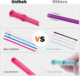 Reusable Collapsible Silicone Drinking Straws, 4 Pieces Extra long Flexible Bendy Straw, 4 Cleaning Brushes and Portable Case, 30oz and 20oz Tumblers Compatible by Unihoh