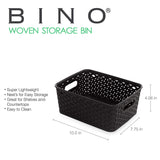 BINO Woven Plastic Storage Basket, Small – 4 Pack (Black)