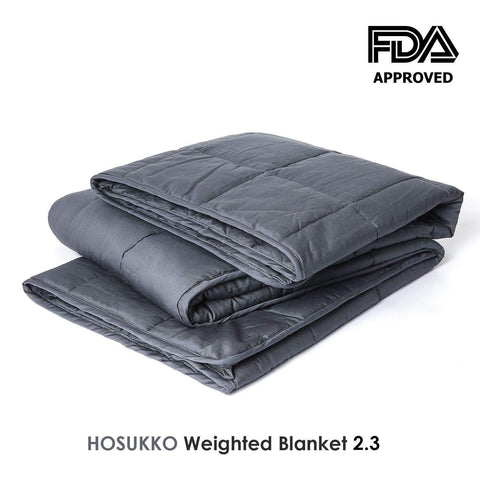 HOSUKKO Weighted Blanket Adult 60''x80'', 20lbs for 170-230lb Individual, Queen Sized Bed Weighted 2.0 Heavy Blanket 100% New Cotton with Glass Beads Grey for Adults, Youths