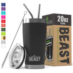 BEAST 30 oz Tumbler Stainless Steel Insulated Coffee Cup with Lid, 2 Straws, Brush & Gift Box by Greens Steel (30 oz, Army Green)