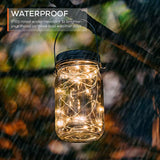 [Upgraded] Solar Mason Jar Lid Lights 30 LEDs - 1200mAh Battery | Outdoor Decor, Patio Garden Decor, Solar Lantern Table Light | 6-Pack Hangers and Lids String Fairy Firefly Lights/No Jars